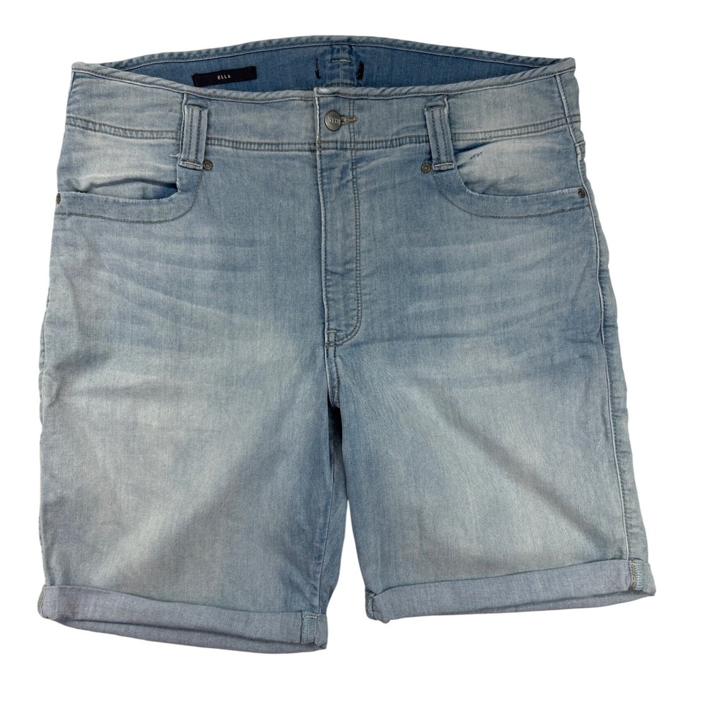 NYDJ Denim Shorts Women 14W Light Blue Ella Lift Tuck Cuffed High Rise Stretch
